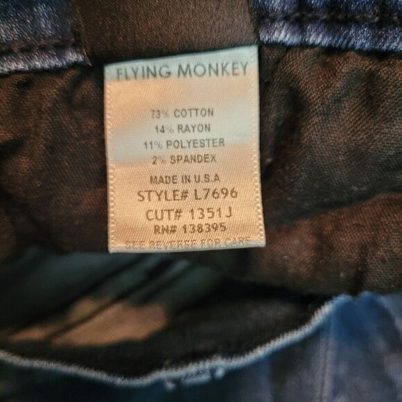 Flying Monkey Jeans Womens 26 Skinny Low Rise Ripped Zip Ankle Medium Dark Wash - Picture 6 of 12